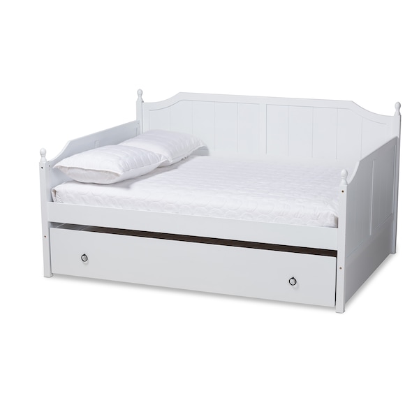 Baxton Studio Millie Cottage Farmhouse White Finished Wood Full Size Daybed with Trundle 179-11169-Zoro - main